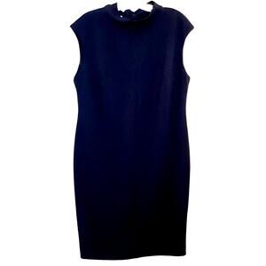 Calvin Klein LBD 14, sleeveless, tie back neckline black sheath dress